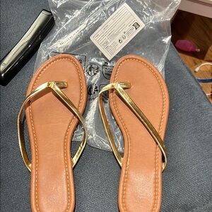 Stylish Gold and Tan Women's Sandals